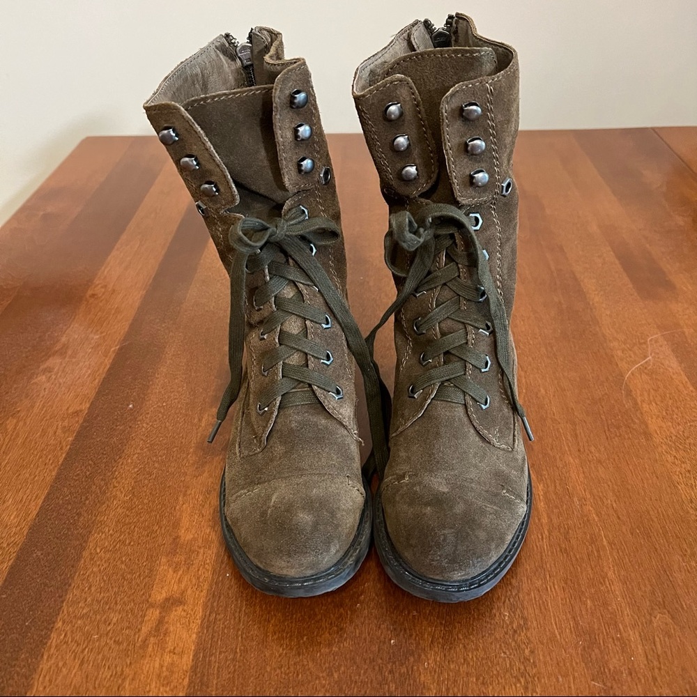 SAM EDELMAN | Olive green suede lace up combat moto style summer back zi… - Picture 2 of 15